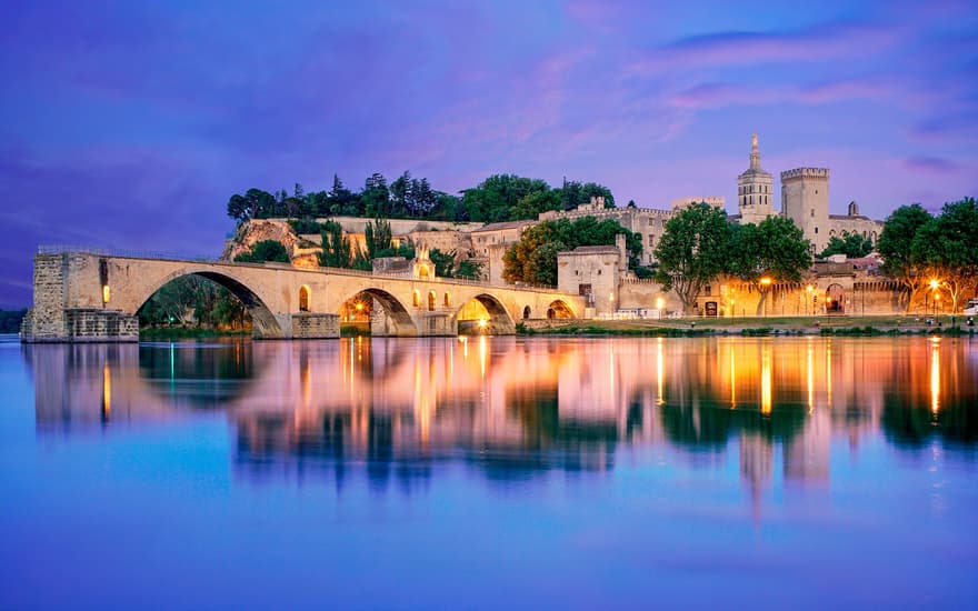 The Pont d'Avignon and the Palace of the Popes, Provence Alpes Côte d'Azur