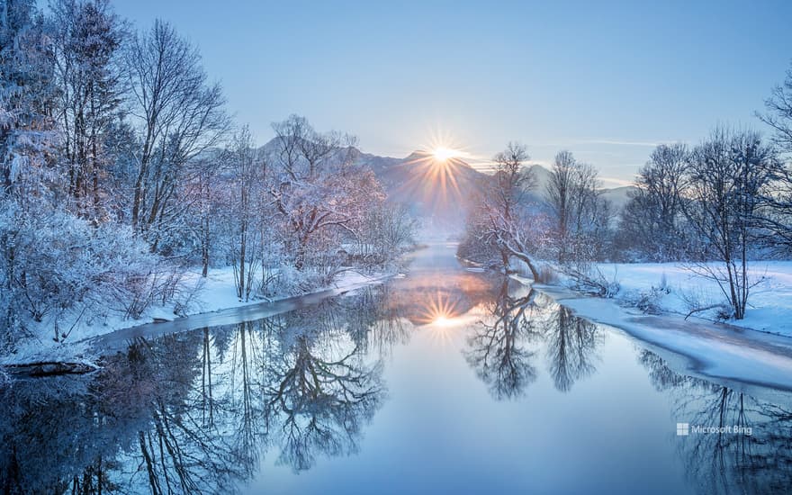 Loisach River at Lake Kochelsee, Bavaria, Germany