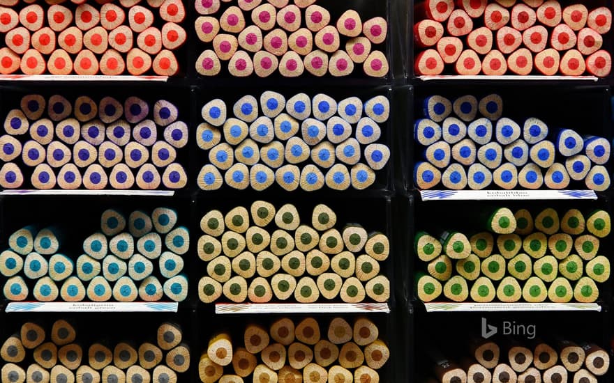 Pencils on display at Faber-Castell in Stein, Bavaria, Germany