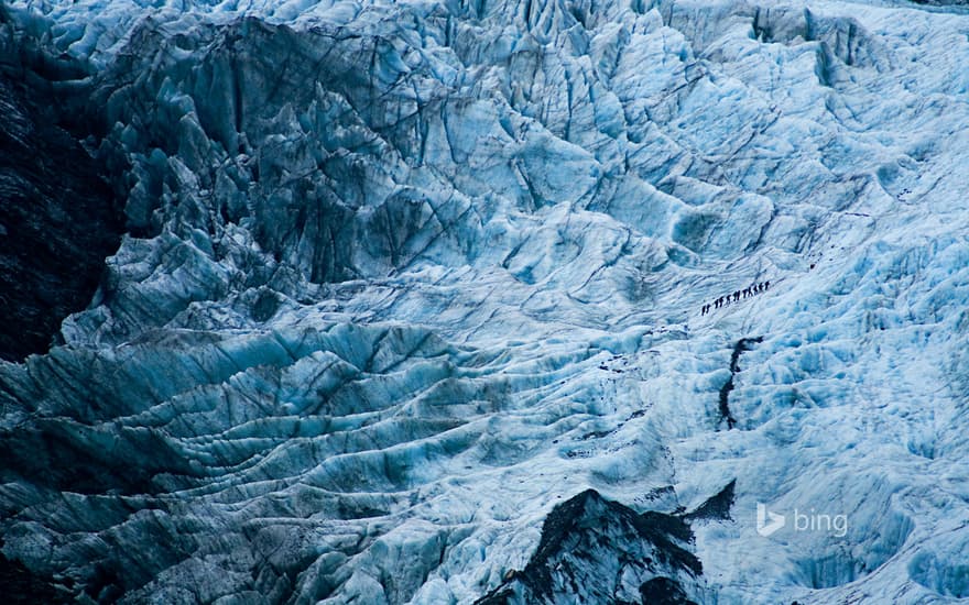 Hikers on Franz Josef Glacier, New Zealand