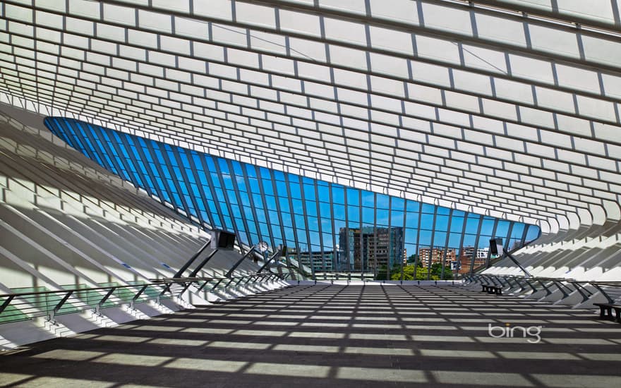 Interior of Liège-Guillemins railway station, Liège, Belgium