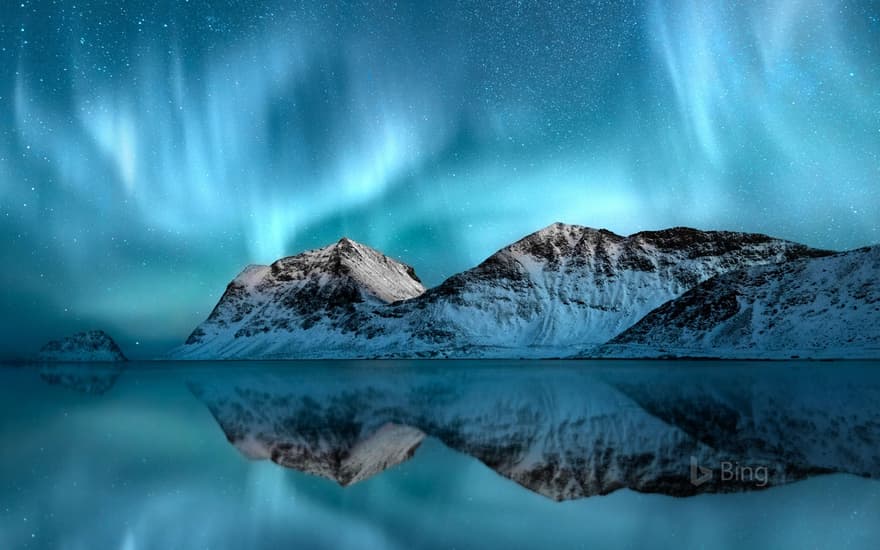 The aurora borealis over Lofoten, Norway