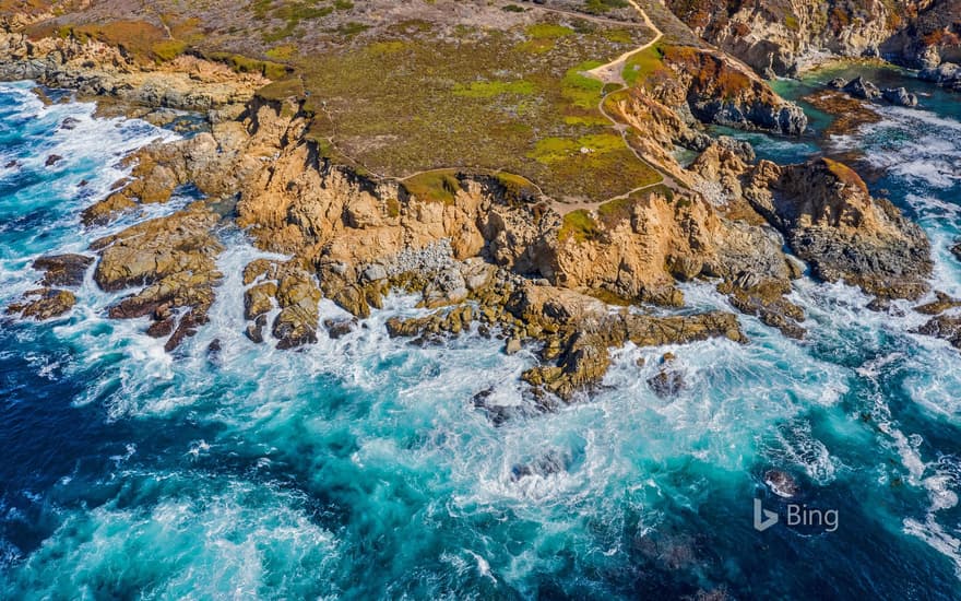 Aerial view of the Big Sur coastline near Monterey, California