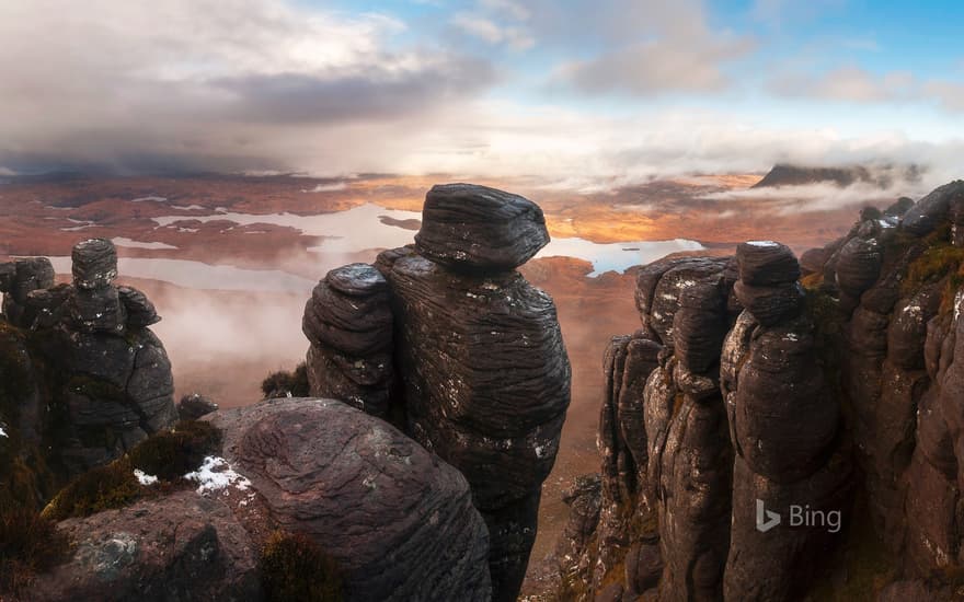 View from Stac Pollaidh over Inverpolly in the Northwest Highlands of Scotland